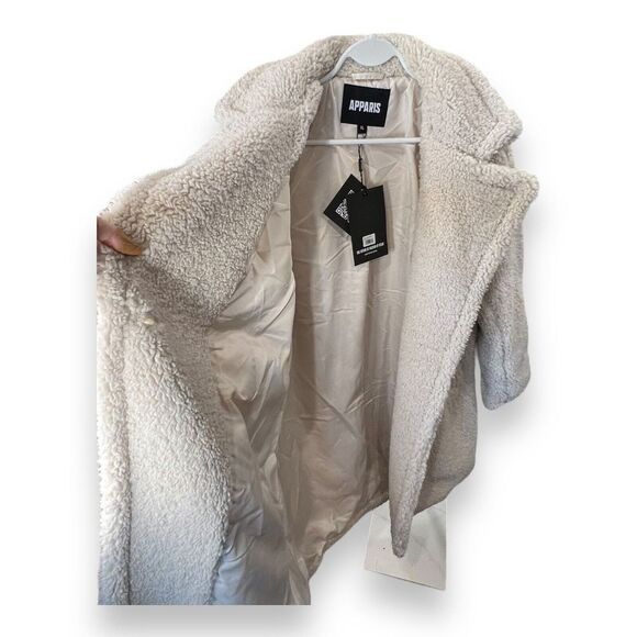 $415 Apparis Women's Ivory Faux Sherling Dble Breasted Sherpa Coat Jacket Sz XL - Picture 5 of 9